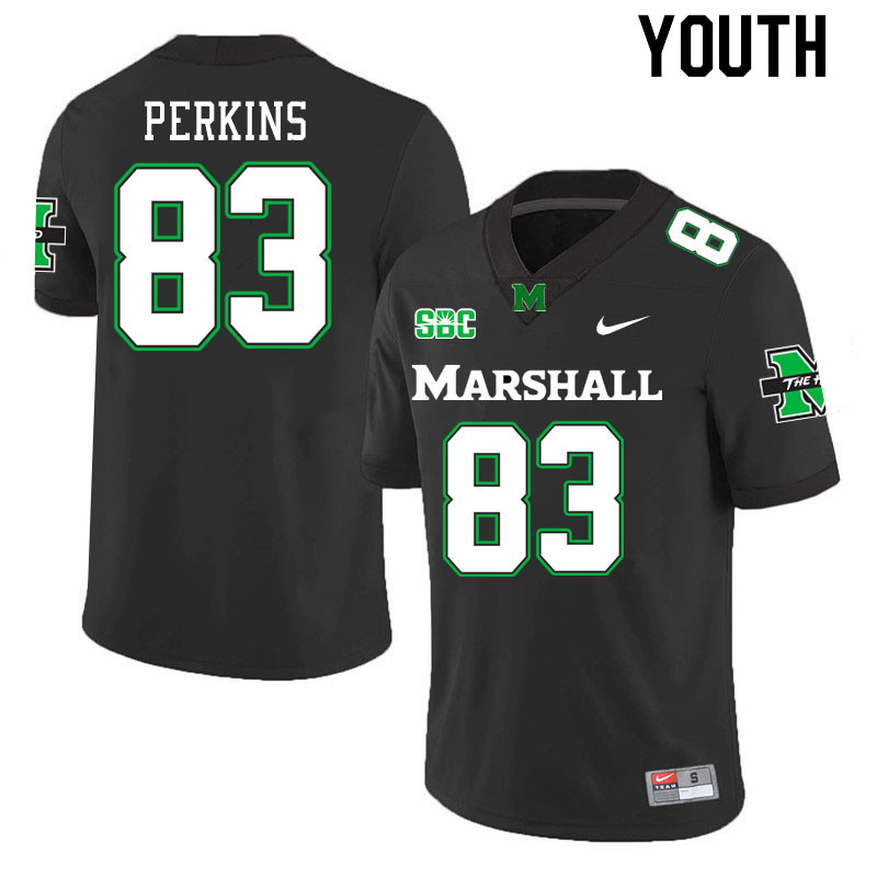 Youth #83 Ty Perkins Marshall Thundering Herd SBC Conference College Football Jerseys Stitched-Black